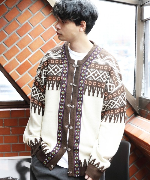 8(eight)(エイト)の「ノルディックカーディガン(カーディガン/ボレロ・メンズ・ブルーグレー/ブラウン・LARGE/MEDIUM)」の2枚目の写真