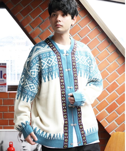 8(eight)(エイト)の「ノルディックカーディガン(カーディガン/ボレロ・メンズ・ブルーグレー/ブラウン・LARGE/MEDIUM)」の5枚目の写真