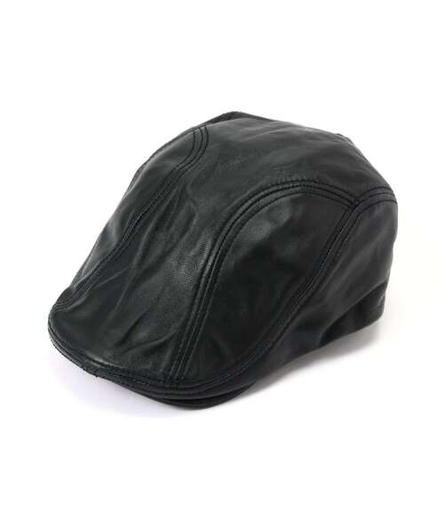 schott(ショット)の「Schott/ショット/LEATHER HUNTING CAP/レザー ハンチング キャップ(ハンチング/ベレー帽・メンズ・ブラック・F)」の2枚目の写真