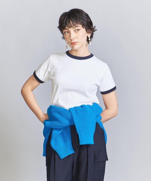 BEAUTY&YOUTH UNITED ARROWS（ビューティーアンドユースユナイテッドアローズ）の「コットン リンガーTシャツ（Tシャツ/カットソー・レディース・ホワイト/グレー/ダークグリーン・FREE）」の5枚目の写真