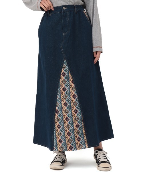 チチカカ（チチカカ）の「リメイクデニムスカート（デニムスカート・レディース・アイボリー/インディゴブルー・FREE）」の4枚目の写真