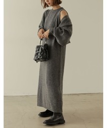 [低身長サイズ有][2点セット]ボレロ付きノースリーブニットワンピース