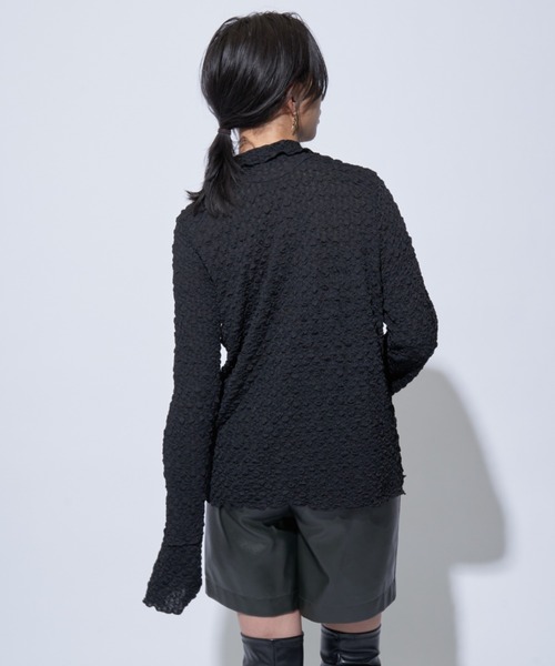 Solace（ソレイス）の「マルチウェイ ポロ/ハイネックジャガードトップス（Tシャツ/カットソー・レディース・ブラック/ナチュラル・FREE）」の8枚目の写真