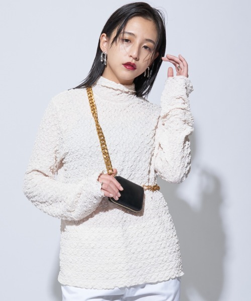 Solace（ソレイス）の「マルチウェイ ポロ/ハイネックジャガードトップス（Tシャツ/カットソー・レディース・ブラック/ナチュラル・FREE）」の18枚目の写真