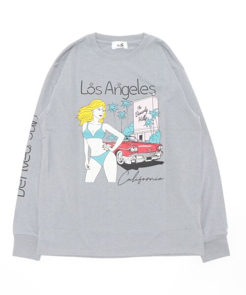 VIBGYOR(ヴィブジョー)の「天竺プリント長袖T(BL)(Tシャツ/カットソー・メンズ・杢グレー/ブラック/オレンジ/ホワイト・MEDIUM/LARGE)」の3枚目の写真
