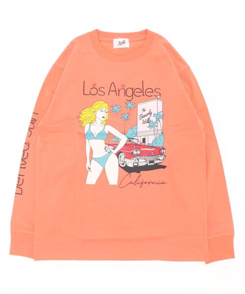 VIBGYOR(ヴィブジョー)の「天竺プリント長袖T(BL)(Tシャツ/カットソー・メンズ・杢グレー/ブラック/オレンジ/ホワイト・MEDIUM/LARGE)」の4枚目の写真