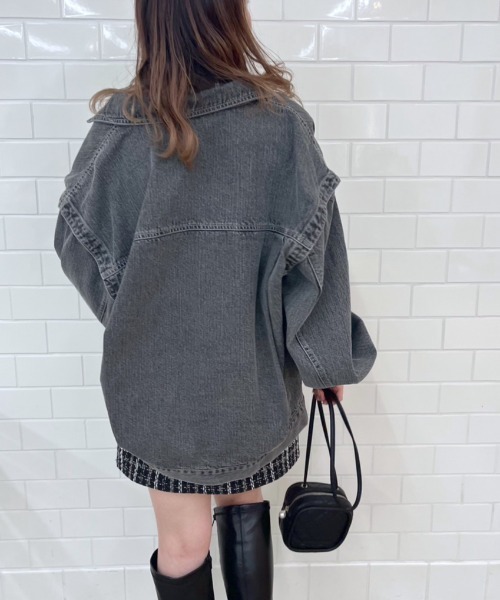 OLIVE des OLIVE（オリーブデオリーブ）の「【WEB限定】袖取り外しビッグGジャン（デニムジャケット・レディース・ブラック/ワンウォッシュ/ケミカルウォッシュ・FREE）」の17枚目の写真