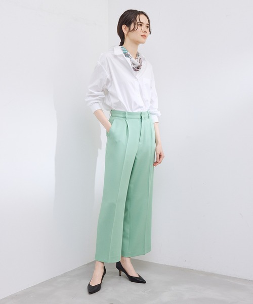 ROPE'（ロペ）の「ハイカウントブロードレギュラーシャツ（シャツ/ブラウス・レディース・ピンク系その他2/グリーン/ホワイト・38）」の4枚目の写真