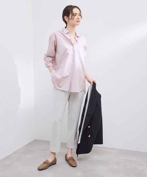 ROPE'（ロペ）の「ハイカウントブロードレギュラーシャツ（シャツ/ブラウス・レディース・ピンク系その他2/グリーン/ホワイト・38）」の7枚目の写真