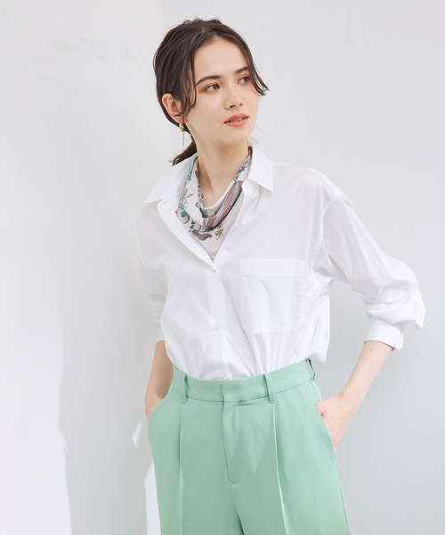 ROPE'（ロペ）の「ハイカウントブロードレギュラーシャツ（シャツ/ブラウス・レディース・ピンク系その他2/グリーン/ホワイト・38）」の9枚目の写真