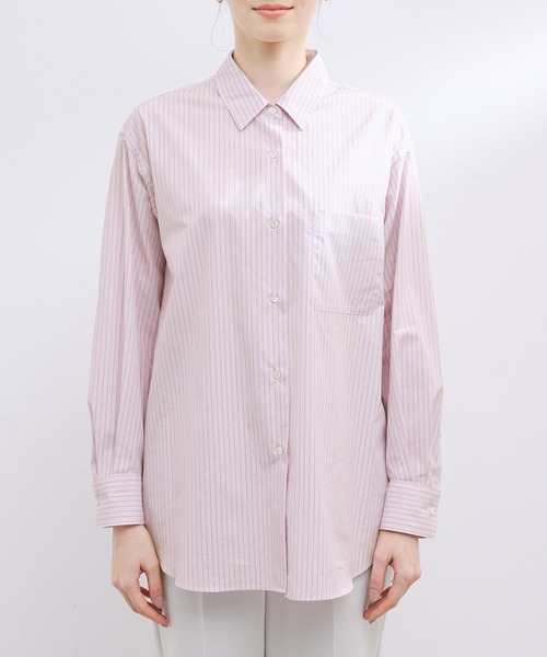 ROPE'（ロペ）の「ハイカウントブロードレギュラーシャツ（シャツ/ブラウス・レディース・ピンク系その他2/グリーン/ホワイト・38）」の10枚目の写真