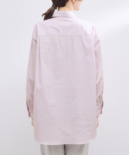 ROPE'（ロペ）の「ハイカウントブロードレギュラーシャツ（シャツ/ブラウス・レディース・ピンク系その他2/グリーン/ホワイト・38）」の12枚目の写真