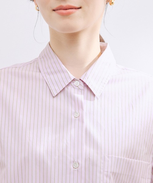 ROPE'（ロペ）の「ハイカウントブロードレギュラーシャツ（シャツ/ブラウス・レディース・ピンク系その他2/グリーン/ホワイト・38）」の13枚目の写真