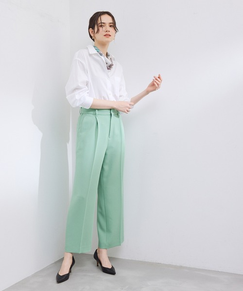 ROPE'（ロペ）の「ハイカウントブロードレギュラーシャツ（シャツ/ブラウス・レディース・ピンク系その他2/グリーン/ホワイト・38）」の21枚目の写真