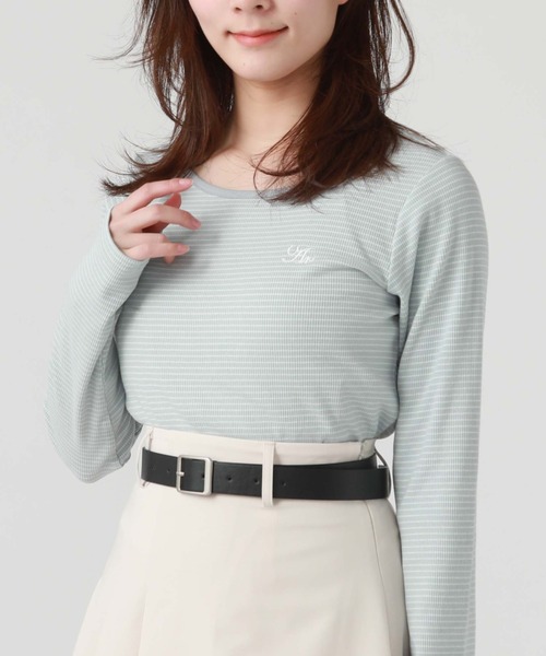 archives（アルシーヴ）の「刺繍テレコＴＯＰＳ（Tシャツ/カットソー・レディース・ホワイト×ブルー/オフホワイト/ブルー/ホワイト×ブラック/ブラック・MEDIUM）」の20枚目の写真