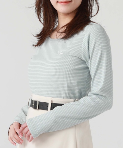 archives（アルシーヴ）の「刺繍テレコＴＯＰＳ（Tシャツ/カットソー・レディース・ホワイト×ブルー/オフホワイト/ブルー/ホワイト×ブラック/ブラック・MEDIUM）」の21枚目の写真