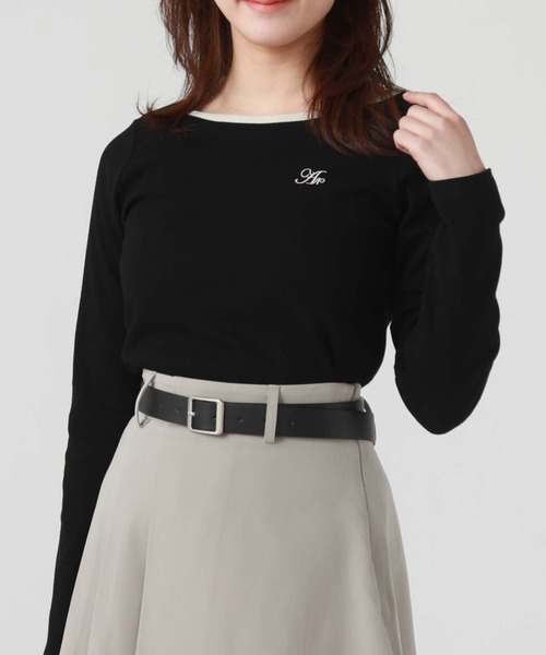 archives（アルシーヴ）の「刺繍テレコＴＯＰＳ（Tシャツ/カットソー・レディース・ホワイト×ブルー/オフホワイト/ブルー/ホワイト×ブラック/ブラック・MEDIUM）」の15枚目の写真