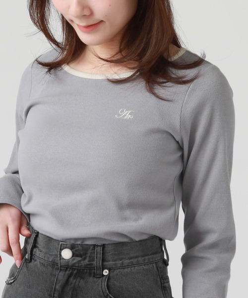 archives（アルシーヴ）の「刺繍テレコＴＯＰＳ（Tシャツ/カットソー・レディース・ホワイト×ブルー/オフホワイト/ブルー/ホワイト×ブラック/ブラック・MEDIUM）」の12枚目の写真