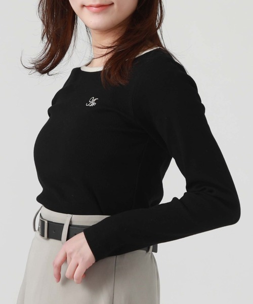 archives（アルシーヴ）の「刺繍テレコＴＯＰＳ（Tシャツ/カットソー・レディース・ホワイト×ブルー/オフホワイト/ブルー/ホワイト×ブラック/ブラック・MEDIUM）」の16枚目の写真