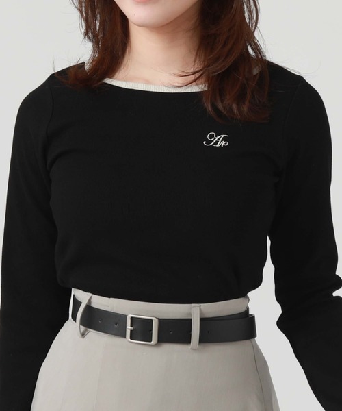 archives（アルシーヴ）の「刺繍テレコＴＯＰＳ（Tシャツ/カットソー・レディース・ホワイト×ブルー/オフホワイト/ブルー/ホワイト×ブラック/ブラック・MEDIUM）」の17枚目の写真