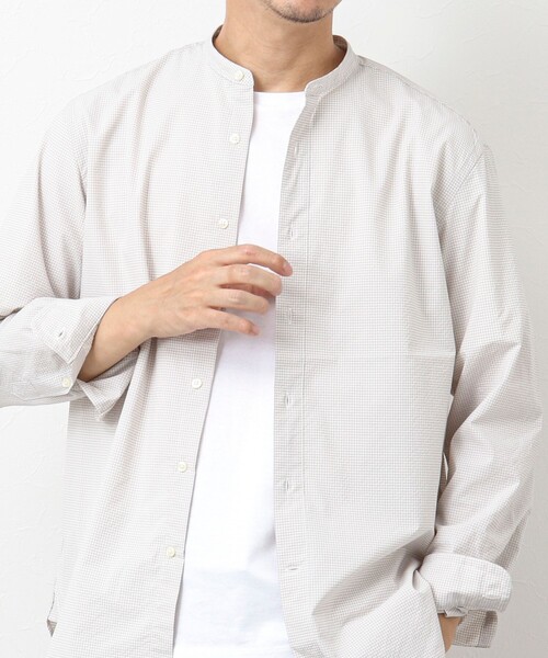 NOLLEY'S goodman（ノーリーズグッドマン）の「サッカーバンドカラーシャツ（シャツ/ブラウス・メンズ・グレー/ブラック系その他/ネイビー/ブラック系その他2・M/L/S）」の3枚目の写真