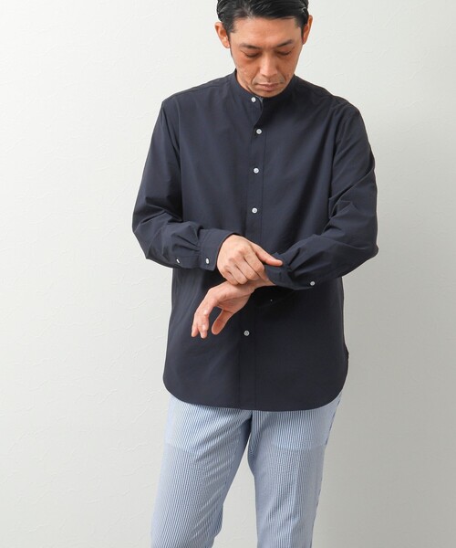 NOLLEY'S goodman（ノーリーズグッドマン）の「サッカーバンドカラーシャツ（シャツ/ブラウス・メンズ・グレー/ブラック系その他/ネイビー/ブラック系その他2・M/L/S）」の7枚目の写真