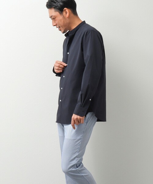 NOLLEY'S goodman（ノーリーズグッドマン）の「サッカーバンドカラーシャツ（シャツ/ブラウス・メンズ・グレー/ブラック系その他/ネイビー/ブラック系その他2・M/L/S）」の8枚目の写真