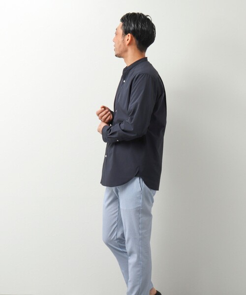 NOLLEY'S goodman（ノーリーズグッドマン）の「サッカーバンドカラーシャツ（シャツ/ブラウス・メンズ・グレー/ブラック系その他/ネイビー/ブラック系その他2・M/L/S）」の9枚目の写真