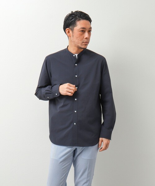 NOLLEY'S goodman（ノーリーズグッドマン）の「サッカーバンドカラーシャツ（シャツ/ブラウス・メンズ・グレー/ブラック系その他/ネイビー/ブラック系その他2・M/L/S）」の10枚目の写真