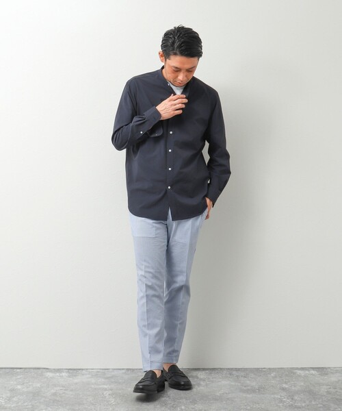 NOLLEY'S goodman（ノーリーズグッドマン）の「サッカーバンドカラーシャツ（シャツ/ブラウス・メンズ・グレー/ブラック系その他/ネイビー/ブラック系その他2・M/L/S）」の11枚目の写真