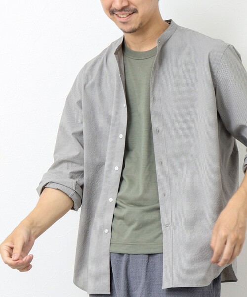 NOLLEY'S goodman（ノーリーズグッドマン）の「サッカーバンドカラーシャツ（シャツ/ブラウス・メンズ・グレー/ブラック系その他/ネイビー/ブラック系その他2・M/L/S）」の14枚目の写真