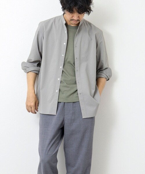 NOLLEY'S goodman（ノーリーズグッドマン）の「サッカーバンドカラーシャツ（シャツ/ブラウス・メンズ・グレー/ブラック系その他/ネイビー/ブラック系その他2・M/L/S）」の17枚目の写真