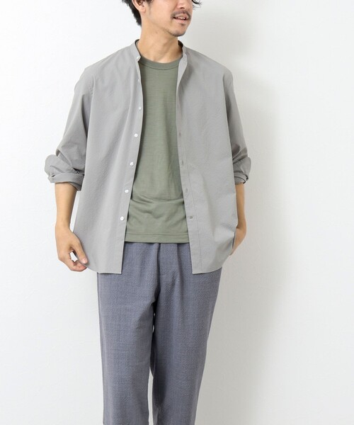 NOLLEY'S goodman（ノーリーズグッドマン）の「サッカーバンドカラーシャツ（シャツ/ブラウス・メンズ・グレー/ブラック系その他/ネイビー/ブラック系その他2・M/L/S）」の18枚目の写真