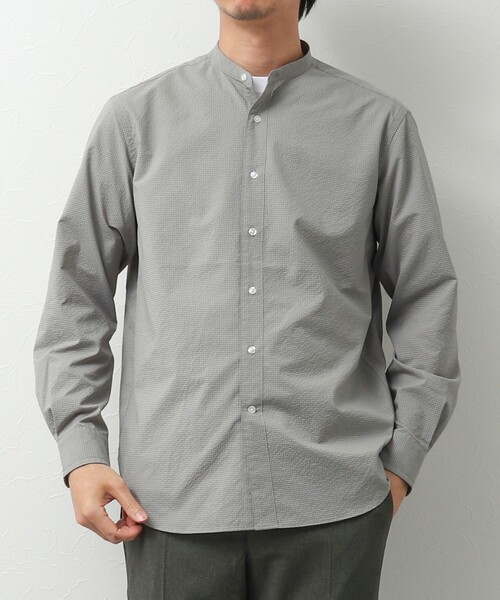 NOLLEY'S goodman（ノーリーズグッドマン）の「サッカーバンドカラーシャツ（シャツ/ブラウス・メンズ・グレー/ブラック系その他/ネイビー/ブラック系その他2・M/L/S）」の19枚目の写真