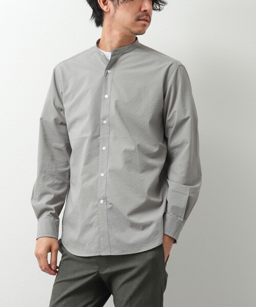 NOLLEY'S goodman（ノーリーズグッドマン）の「サッカーバンドカラーシャツ（シャツ/ブラウス・メンズ・グレー/ブラック系その他/ネイビー/ブラック系その他2・M/L/S）」の20枚目の写真