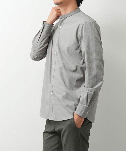 NOLLEY'S goodman（ノーリーズグッドマン）の「サッカーバンドカラーシャツ（シャツ/ブラウス・メンズ・グレー/ブラック系その他/ネイビー/ブラック系その他2・M/L/S）」の21枚目の写真