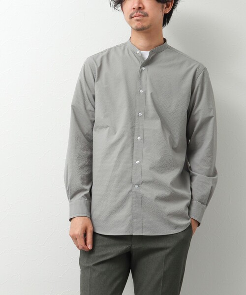 NOLLEY'S goodman（ノーリーズグッドマン）の「サッカーバンドカラーシャツ（シャツ/ブラウス・メンズ・グレー/ブラック系その他/ネイビー/ブラック系その他2・M/L/S）」の22枚目の写真