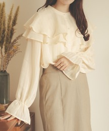 ストライプケープブラウス/【WEB/EC限定商品】