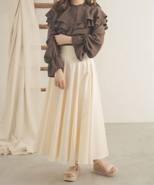Ambre Neige(アンブルネージュ)の「ストライプケープブラウス/【WEB/EC限定商品】(シャツ/ブラウス・レディース・ダークブラウン/アイボリー/ライトベージュ・FREE)」の13枚目の写真