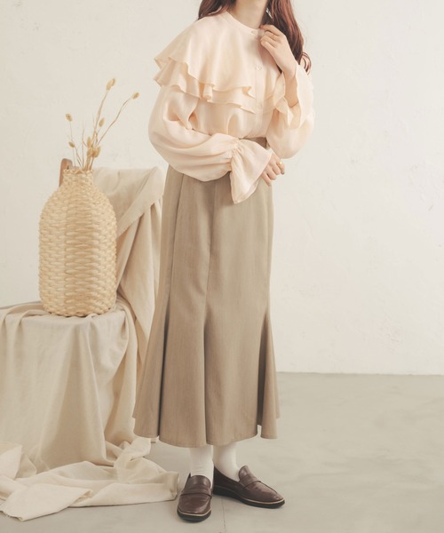 Ambre Neige(アンブルネージュ)の「ストライプケープブラウス/【WEB/EC限定商品】(シャツ/ブラウス・レディース・ダークブラウン/アイボリー/ライトベージュ・FREE)」の19枚目の写真