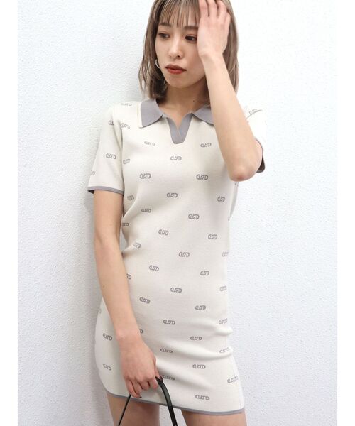 EMODA（エモダ）の「トーンカラーポロワンピース（ワンピース・レディース・アイボリー/ブラック/ブルー・FREE）」の2枚目の写真