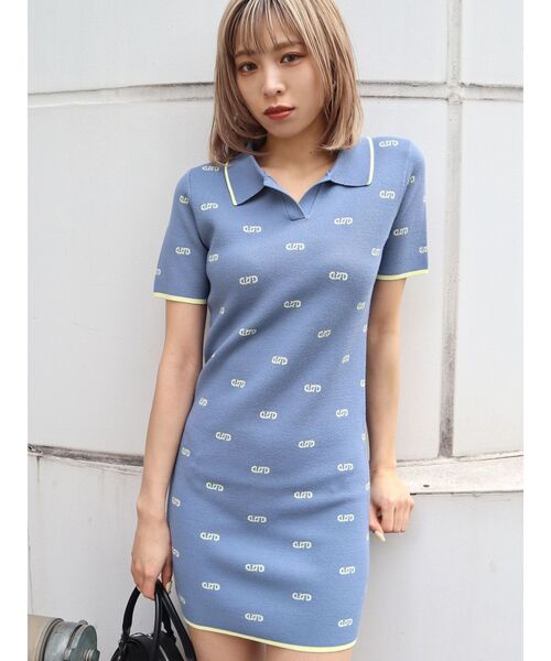 EMODA（エモダ）の「トーンカラーポロワンピース（ワンピース・レディース・アイボリー/ブラック/ブルー・FREE）」の7枚目の写真