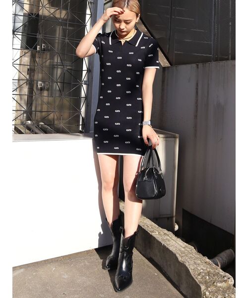 EMODA（エモダ）の「トーンカラーポロワンピース（ワンピース・レディース・アイボリー/ブラック/ブルー・FREE）」の8枚目の写真