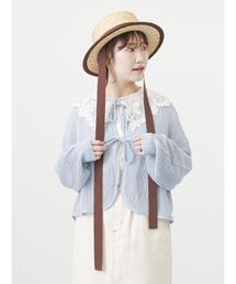 ehka sopo | リボンテープ付パイピングカンカン帽(ハット)