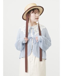 ehka sopo | リボンテープ付パイピングカンカン帽(ハット)