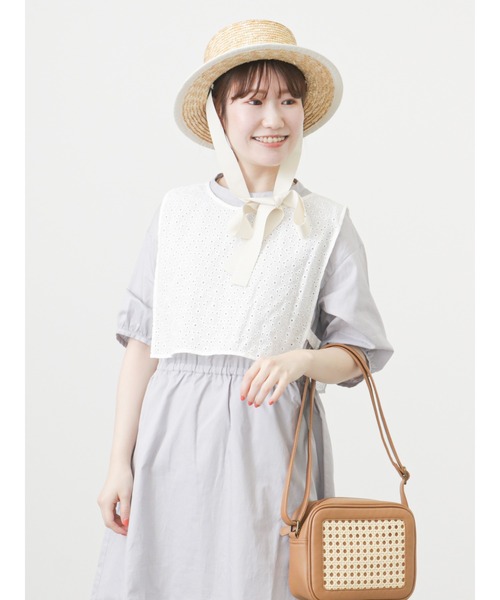 ehka sopo（エヘカソポ）の「リボンテープ付パイピングカンカン帽（ハット・レディース・オフホワイト/ブラウン/ブラック・ﾌﾘ-）」の10枚目の写真