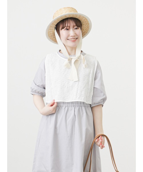 ehka sopo（エヘカソポ）の「リボンテープ付パイピングカンカン帽（ハット・レディース・オフホワイト/ブラウン/ブラック・ﾌﾘ-）」の11枚目の写真