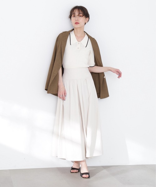 N.（N. Natural Beauty Basic）（エヌエヌナチュラルビューティーベーシック）の「◆ラインポロ襟リブニット（ニット/セーター・レディース・ネイビー/オフホワイト/ブルー/チョコ・MEDIUM）」の20枚目の写真