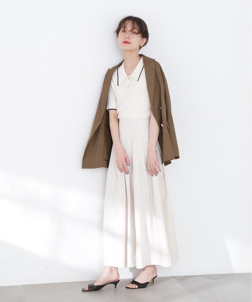 N.（N. Natural Beauty Basic）（エヌエヌナチュラルビューティーベーシック）の「◆ラインポロ襟リブニット（ニット/セーター・レディース・ネイビー/オフホワイト/ブルー/チョコ・MEDIUM）」の14枚目の写真