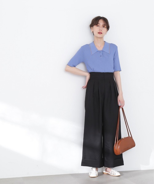 N.（N. Natural Beauty Basic）（エヌエヌナチュラルビューティーベーシック）の「◆ラインポロ襟リブニット（ニット/セーター・レディース・ネイビー/オフホワイト/ブルー/チョコ・MEDIUM）」の21枚目の写真